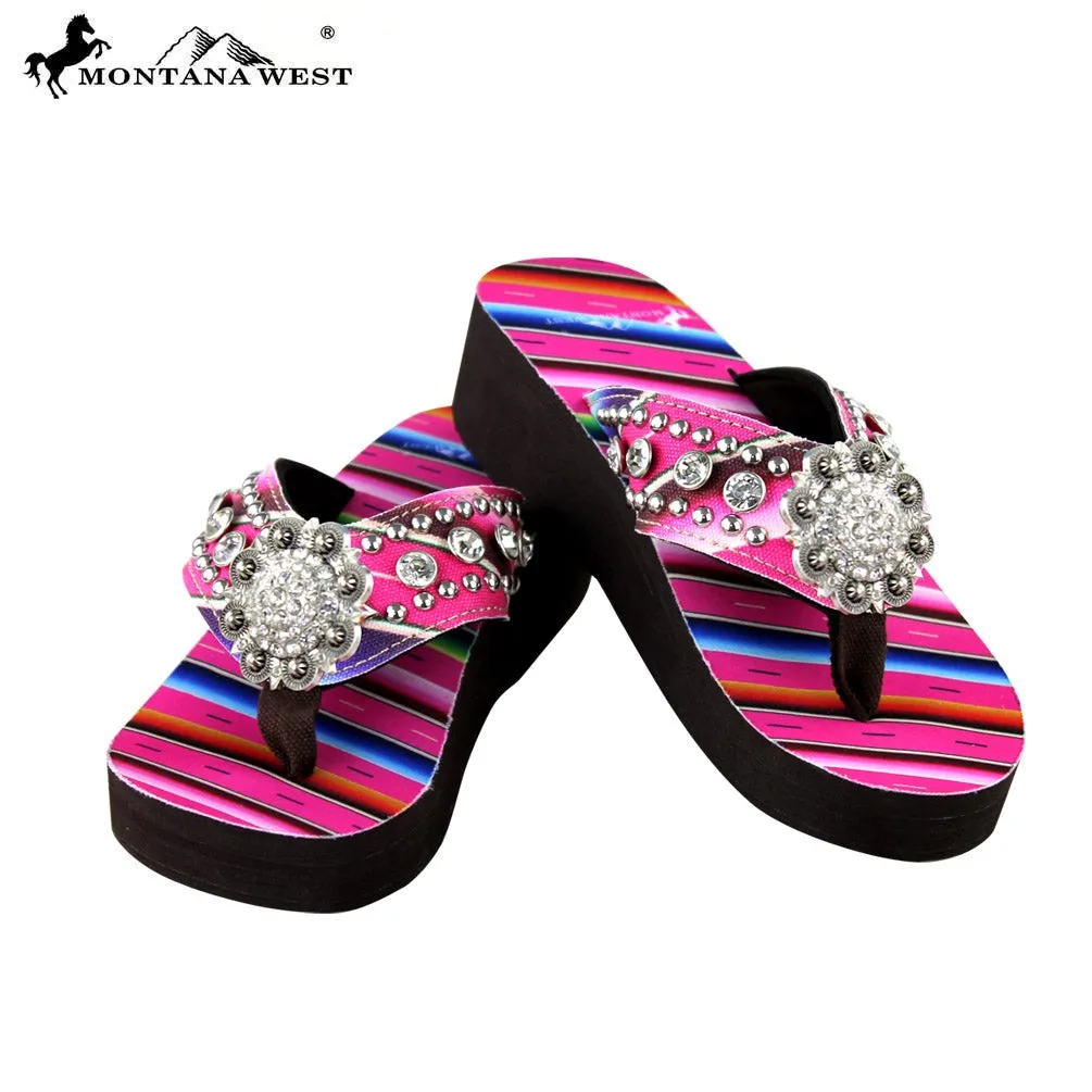 SE31-S001 Serape Wedge Collection Flip Flops By Size