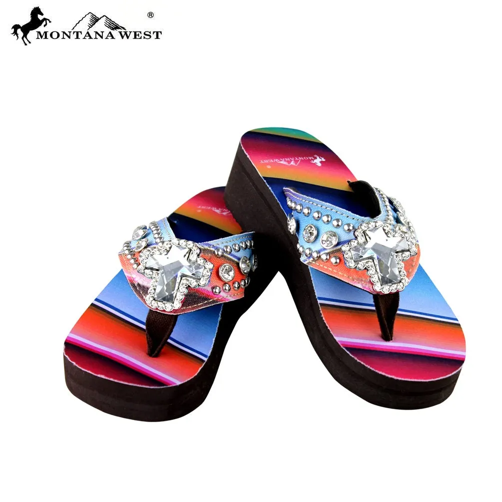 SE31-S008 Serape Wedge Collection Flip Flops By Size