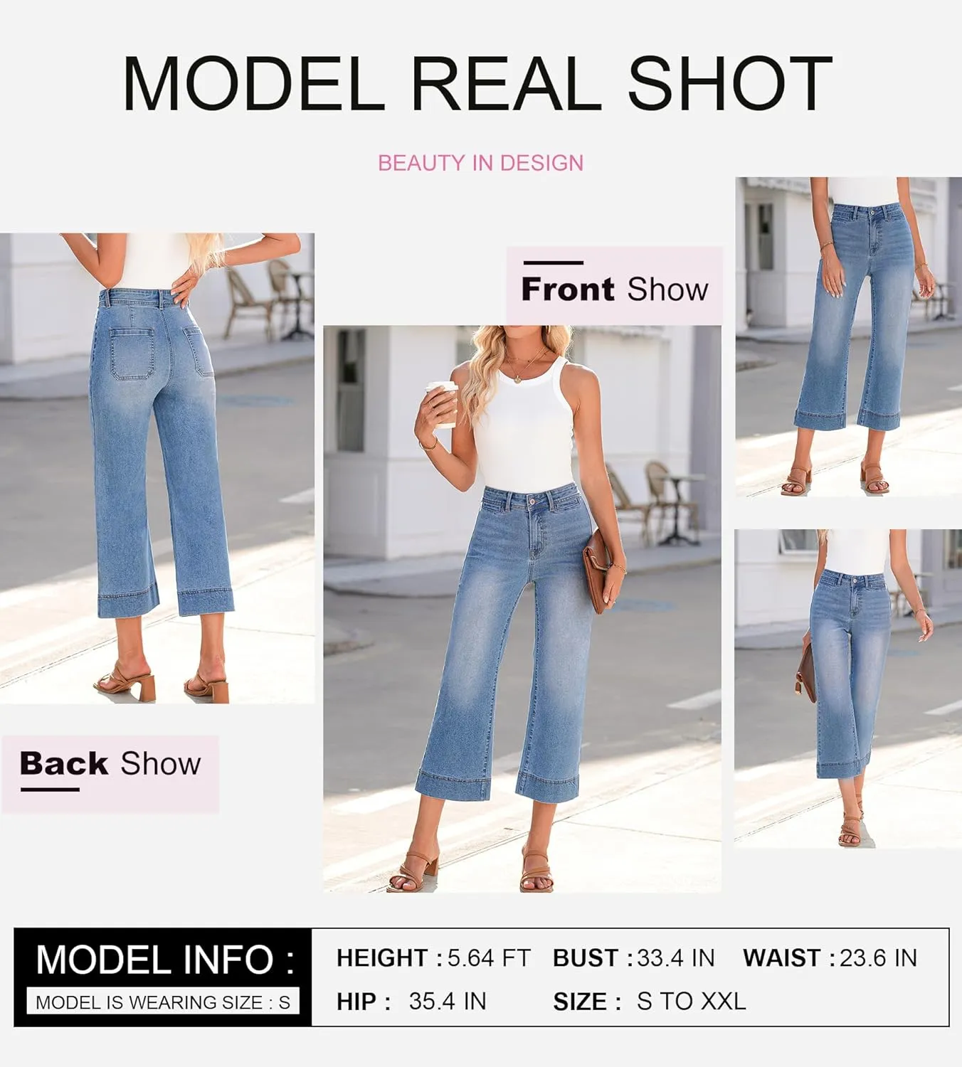 SHEWIN Wide Leg Jeans for Women Trendy High Waisted Flare Jeans Stretchy Straight Leg Ankle Denim Pants with Pockets
