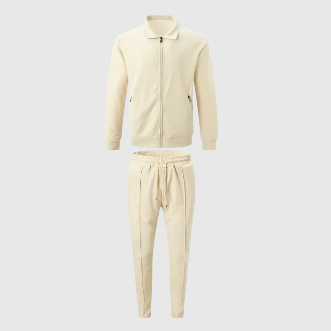 Solid Knit Athletic Tracksuit - 2-Piece Jacket & Joggers Set
