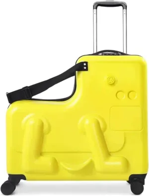 Suitcase Can Be Mounted Suitcases Hard Shell Carry On Luggage Suitcases With Wheels Cute Fashion Men And Women Luggage Travel Gear(Yellow)