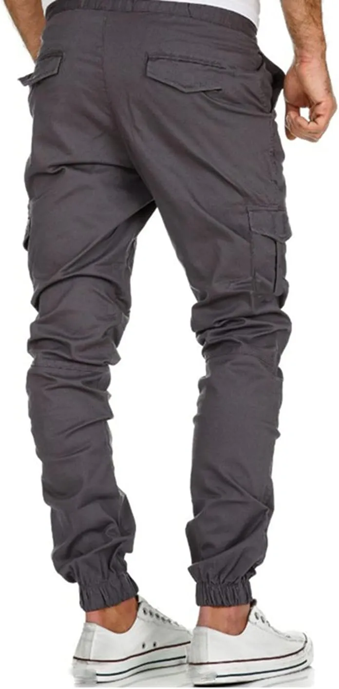 SUWBMHWE Mens Cargo Pants Muti-Pockets Jogger Work Chino Slim Fit Casual Pants Hiking Work Sweatpants