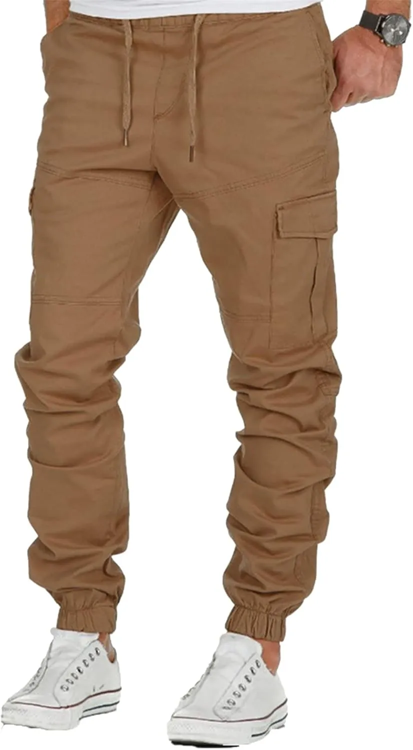 SUWBMHWE Mens Cargo Pants Muti-Pockets Jogger Work Chino Slim Fit Casual Pants Hiking Work Sweatpants