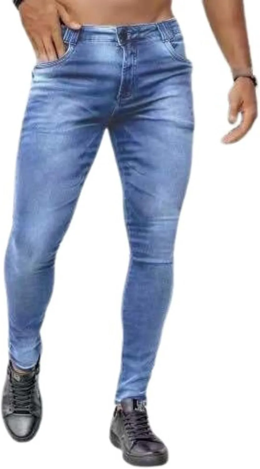 Thatrich Skinny Jeans for Men Stretch Slim Fit Moto Biker Jeans Straight Leg Denim Pants Casual Fashion Streetwear Trousers