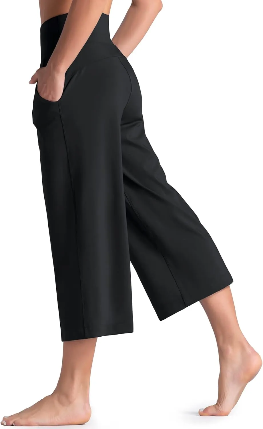 Tmustobe Womens Lounge Yoga Capris Pants Bootleg Tummy Control High Waist Workout Flare Crop Pants with Pockets