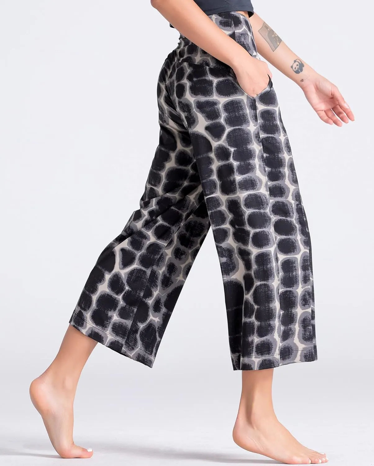 Tmustobe Womens Lounge Yoga Capris Pants Bootleg Tummy Control High Waist Workout Flare Crop Pants with Pockets
