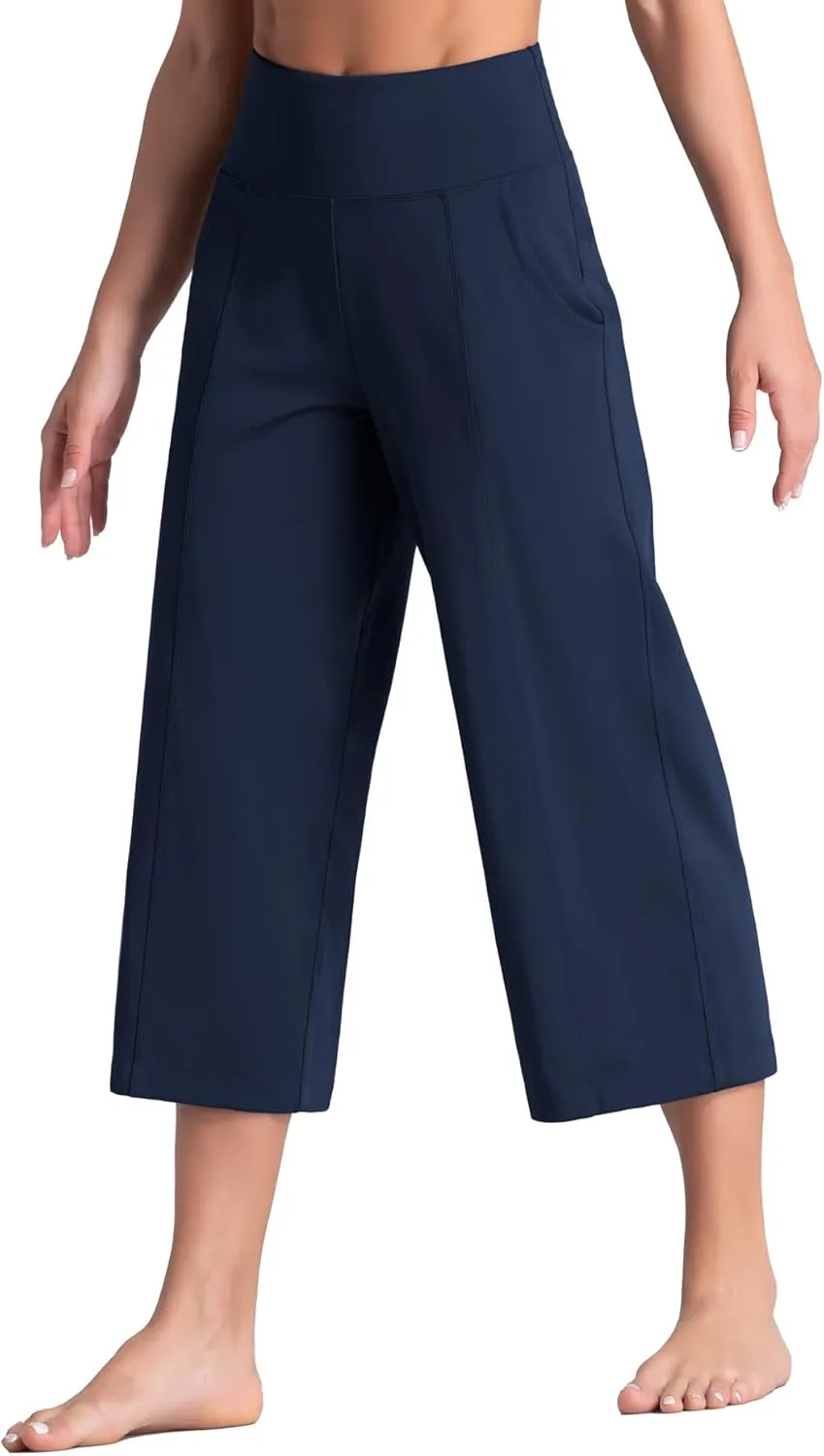 Tmustobe Womens Lounge Yoga Capris Pants Bootleg Tummy Control High Waist Workout Flare Crop Pants with Pockets