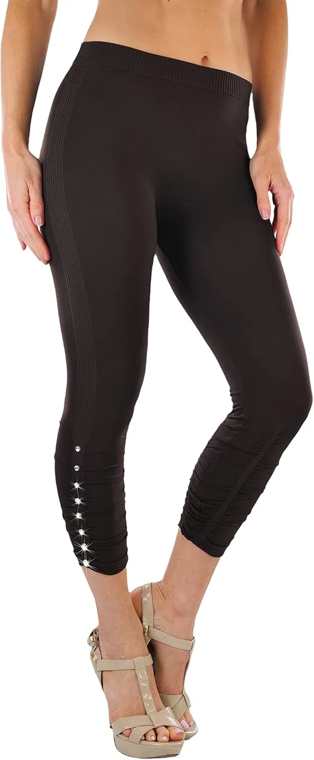 ToBeInStyle Womens Capri Length Seamless Lightweight Stretch Leggings