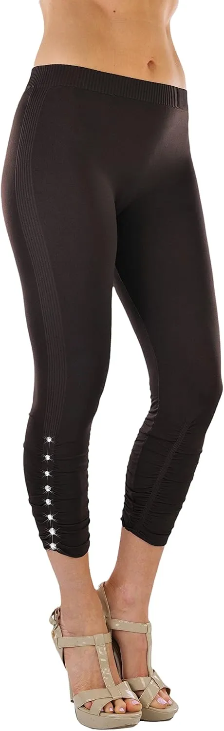 ToBeInStyle Womens Capri Length Seamless Lightweight Stretch Leggings