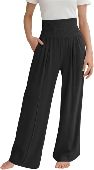 Toddler Girls' Baggy Pants Solid Elastic High Waist Lounge Trousers Wide Leg Workout Active Fashion Pants
