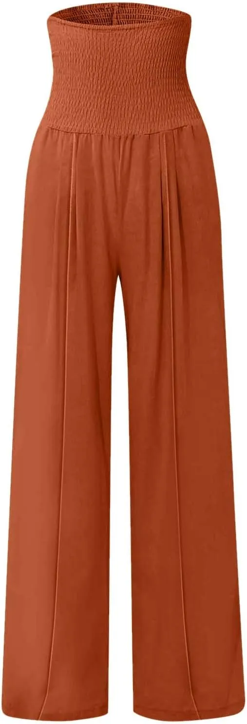 Toddler Girls' Baggy Pants Solid Elastic High Waist Lounge Trousers Wide Leg Workout Active Fashion Pants