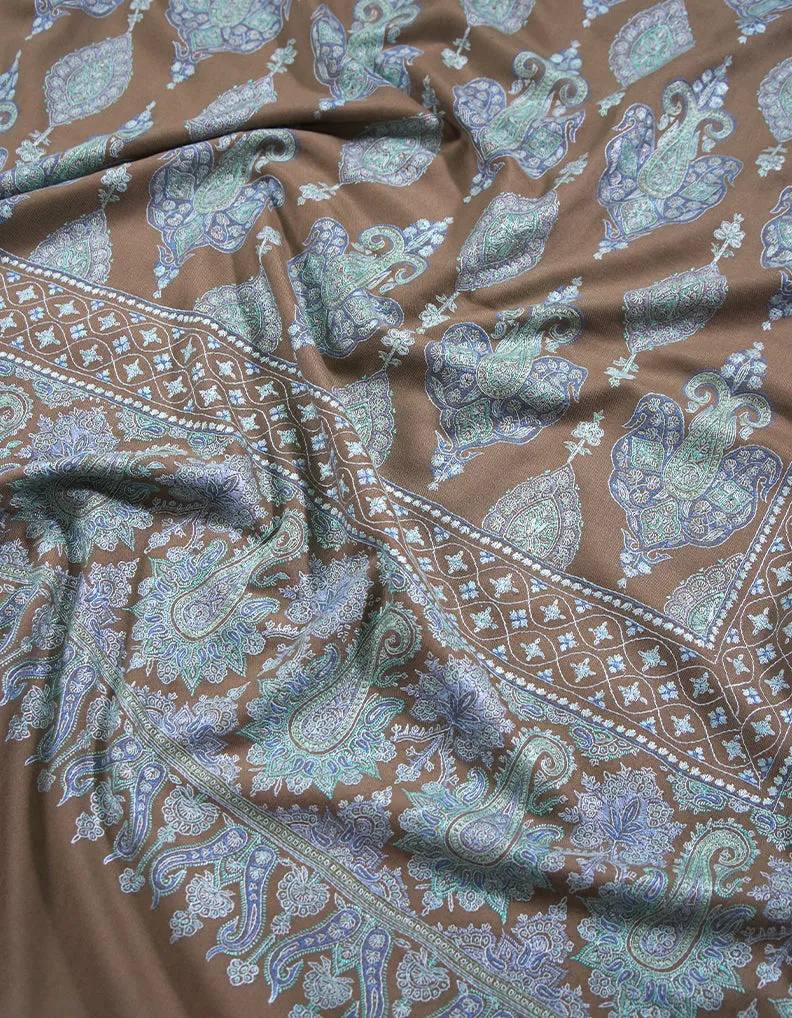 tortilla brown men"s embroidery pashmina shawl 8861