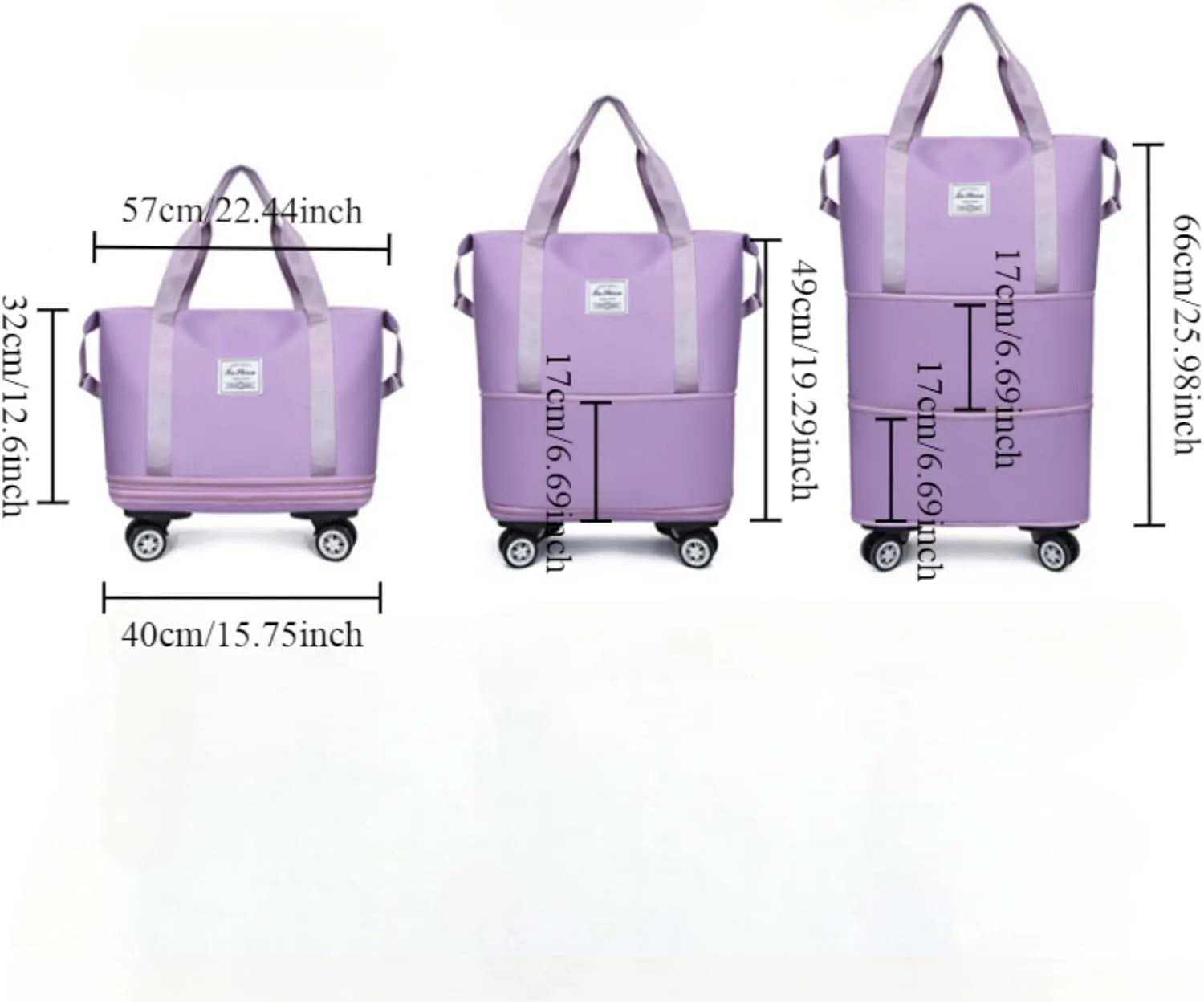 Travel Bag with Wheels, 2025 New Large Capacity Travel Bag - Universal Wheel Removable (Grey)