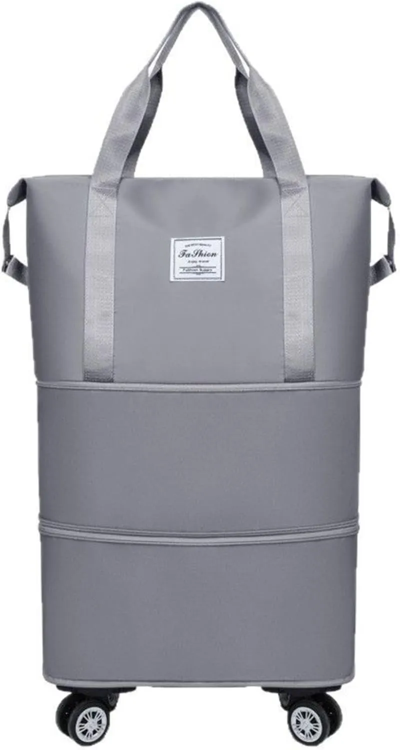 Travel Bag with Wheels, 2025 New Large Capacity Travel Bag - Universal Wheel Removable (Grey)