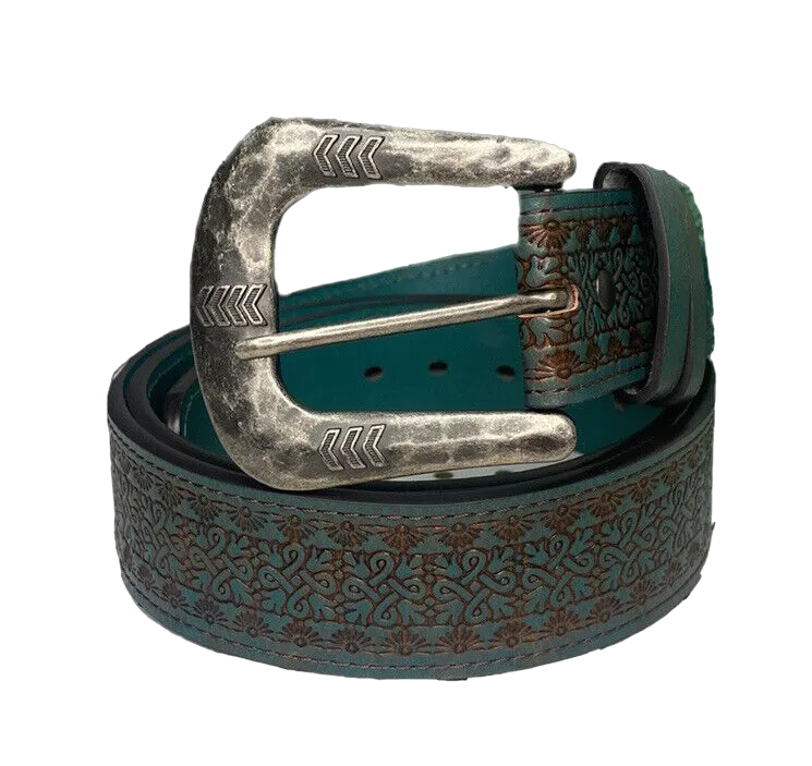 Trenditions Catchfly Western Leather Tooled Womens Belt