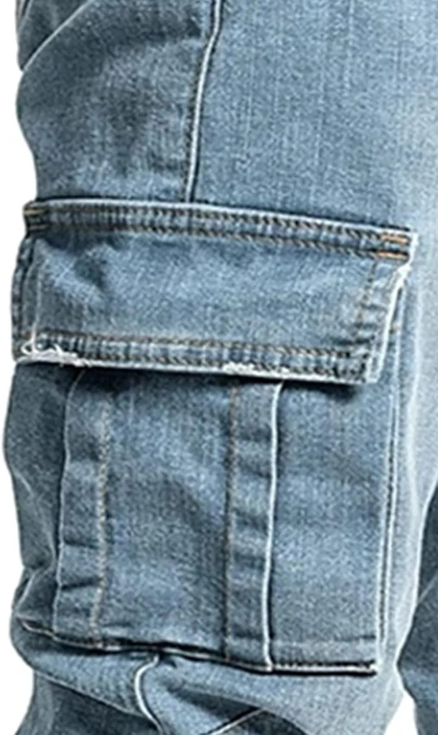 Uillui Men's Slim Fit Jeans Skinny Stretch Multi-Oockets Denim Pencil Pants Motorcycle Ripped Tapered Work Cargo Pants Jeans