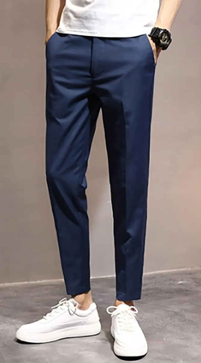 utcoco Men's Cropped Suit Pants Slim-Fit Ankle Length Dress Pants