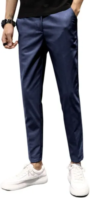 utcoco Men's Cropped Suit Pants Slim-Fit Ankle Length Dress Pants