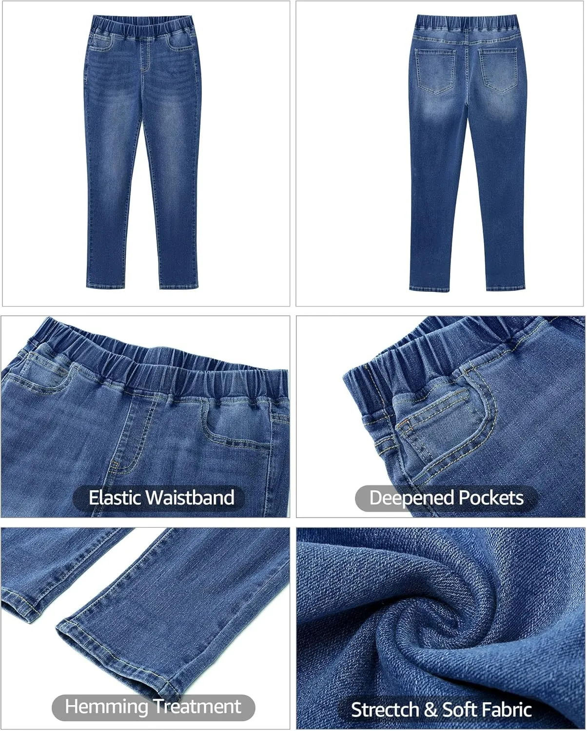 Vetinee Capris Jeans for Women High Waisted Pull On Elastic Waist Skinny Stretchy Denim Capri Pants Rolled Cropped Jeans