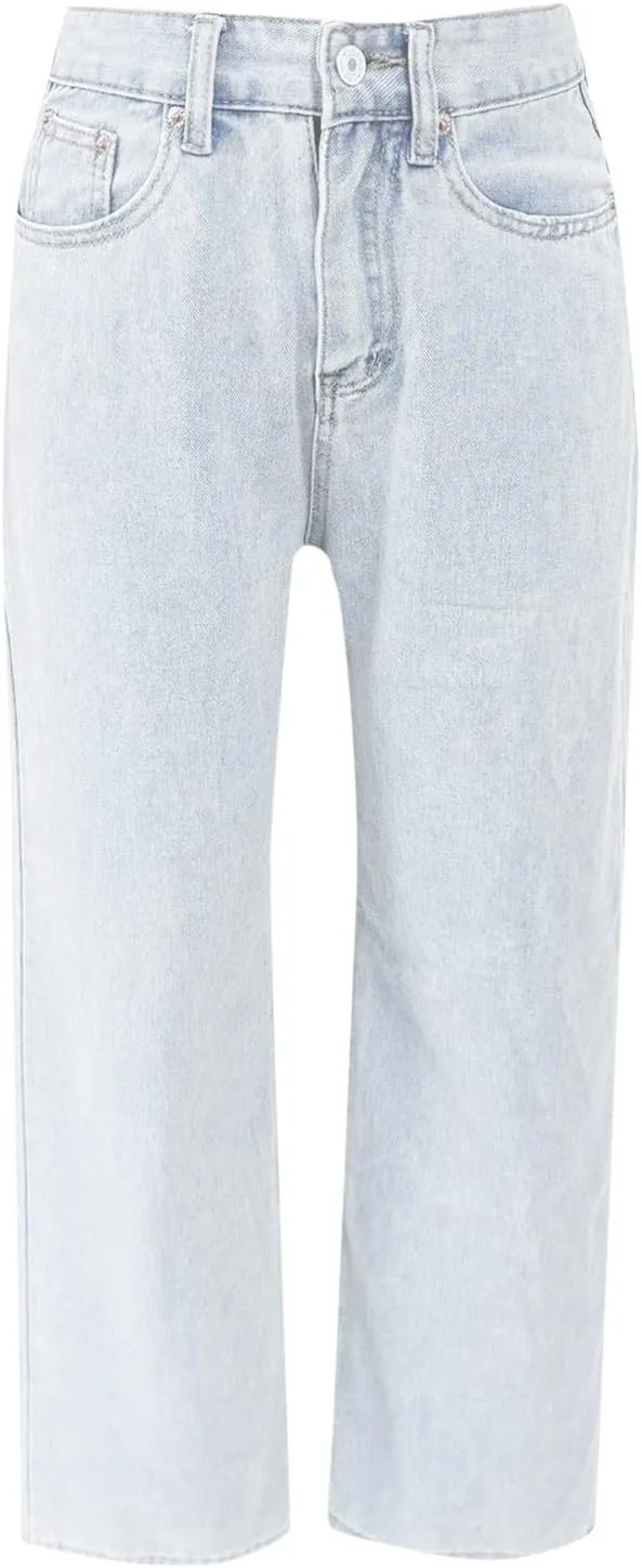 Vintage Baggy Barrel Jeans Mid Rise Wide Leg Boyfriend Jeans for Women Loose Fit Cuffed Cropped Denim Pants Trousers
