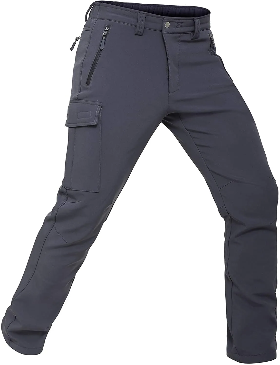 Vzteek Herren Wanderhose Thermo Softshellhose Wasserdicht Outdoorhose Winter Warm gefüttert Trekkinghose Winddichte Skihose 4wegestretch Schneehose, Fahrrad,Skifahren, Hundesport