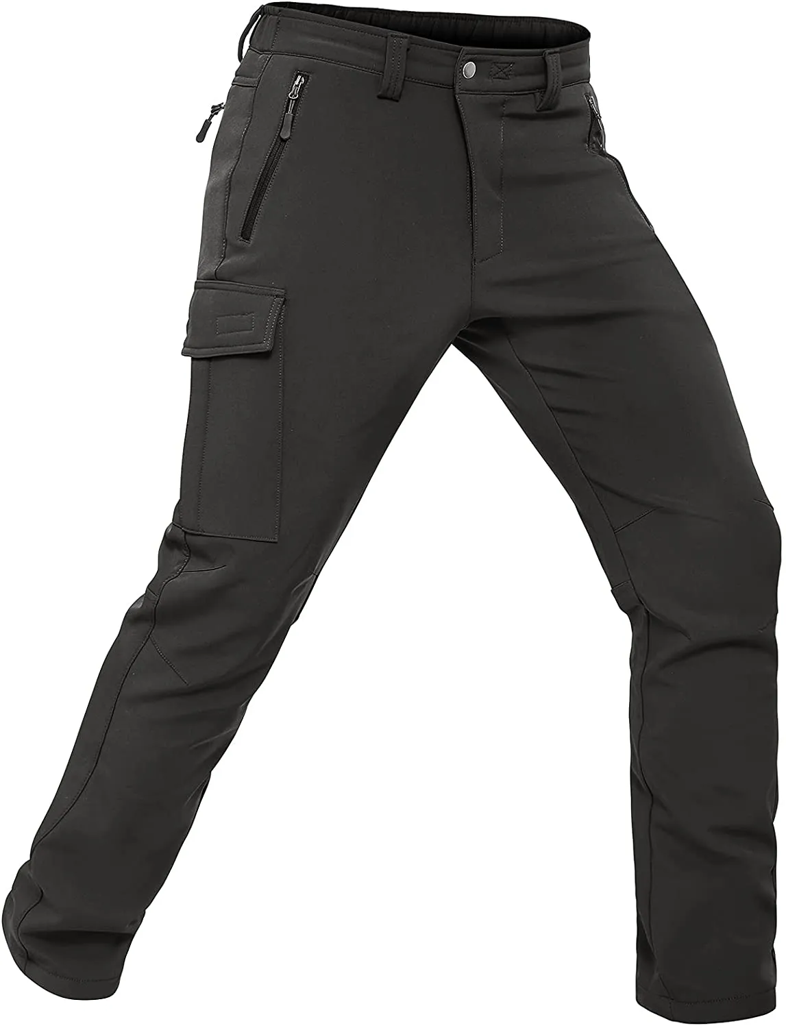 Vzteek Herren Wanderhose Thermo Softshellhose Wasserdicht Outdoorhose Winter Warm gefüttert Trekkinghose Winddichte Skihose 4wegestretch Schneehose, Fahrrad,Skifahren, Hundesport