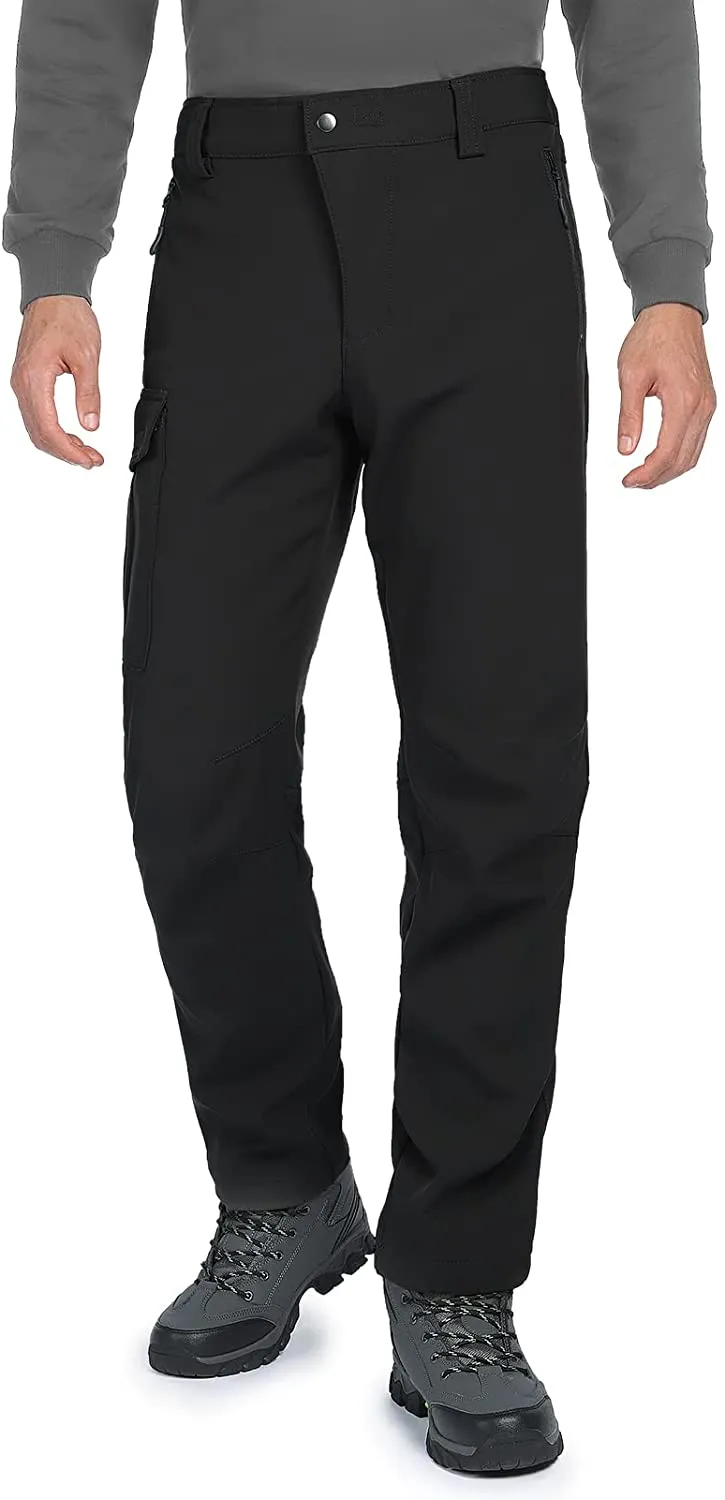 Vzteek Herren Wanderhose Thermo Softshellhose Wasserdicht Outdoorhose Winter Warm gefüttert Trekkinghose Winddichte Skihose 4wegestretch Schneehose, Fahrrad,Skifahren, Hundesport