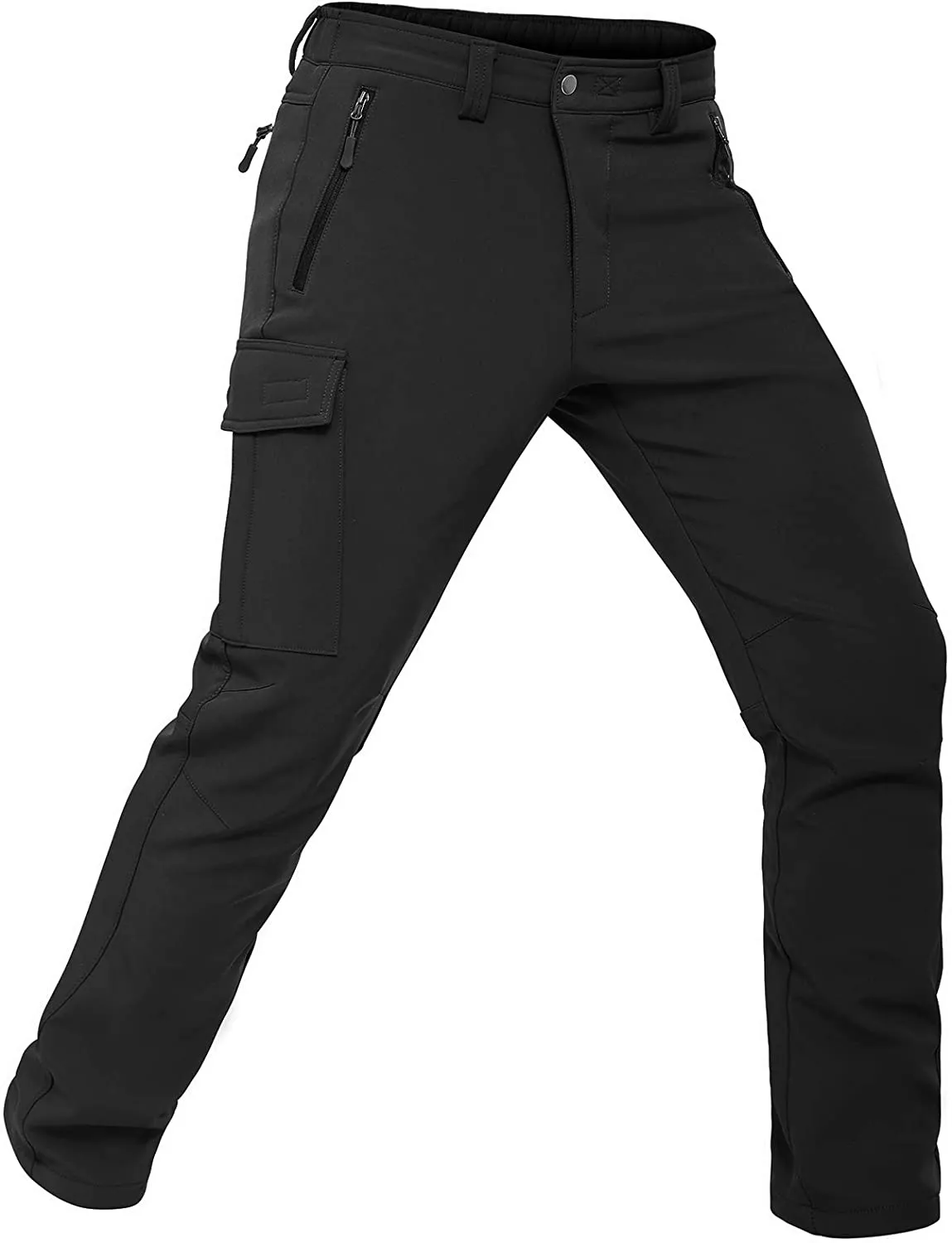 Vzteek Herren Wanderhose Thermo Softshellhose Wasserdicht Outdoorhose Winter Warm gefüttert Trekkinghose Winddichte Skihose 4wegestretch Schneehose, Fahrrad,Skifahren, Hundesport