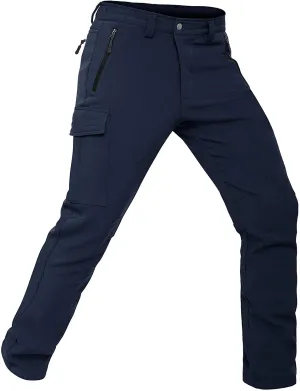 Vzteek Herren Wanderhose Thermo Softshellhose Wasserdicht Outdoorhose Winter Warm gefüttert Trekkinghose Winddichte Skihose 4wegestretch Schneehose, Fahrrad,Skifahren, Hundesport