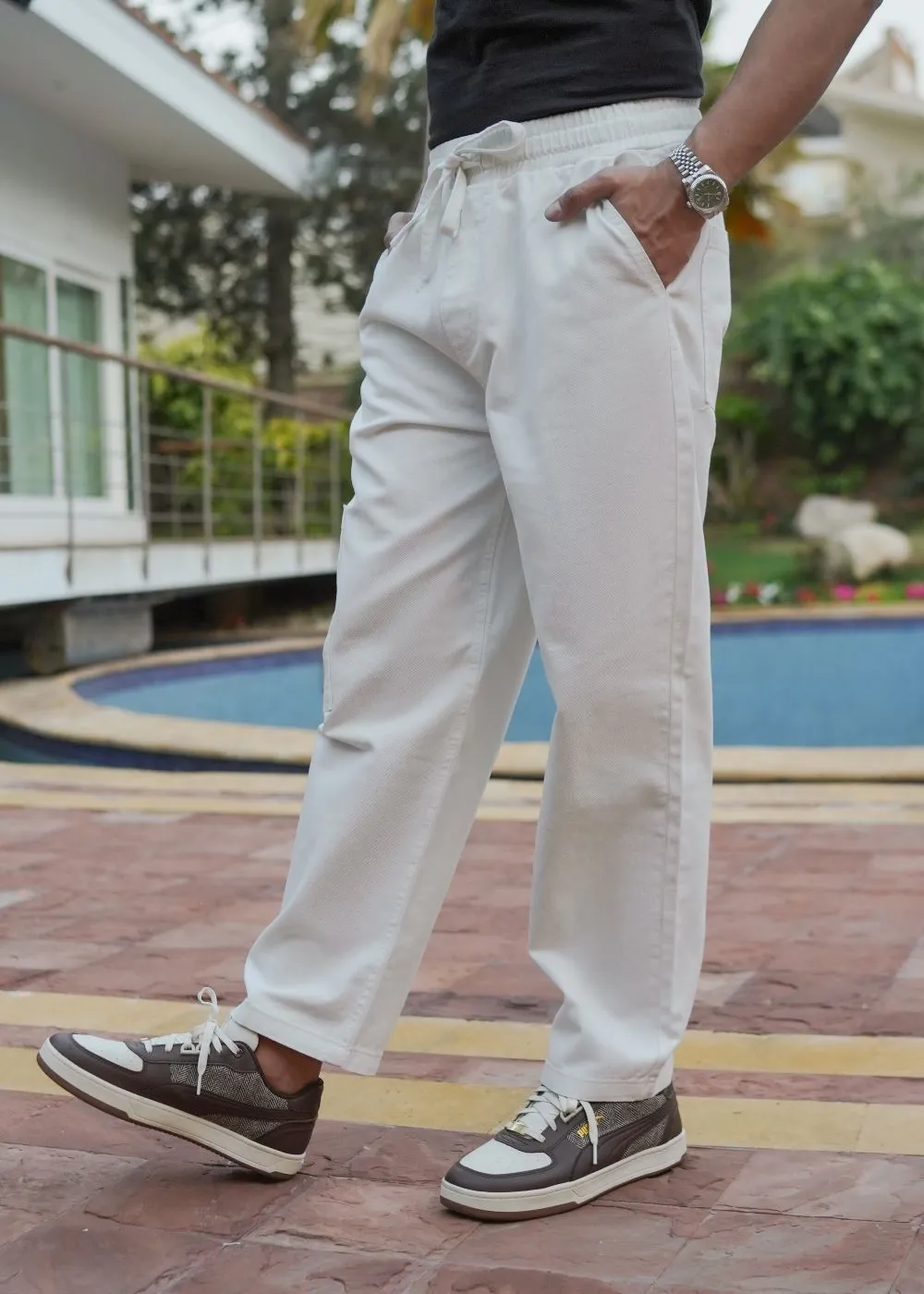 White Relaxed Jog Jeans