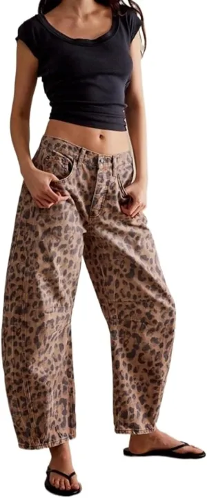 Women Casual Wide Leg Baggy Denim Pants Mid Waist Boyfriend Loose Jeans Barrel Jeans Women with Pockets