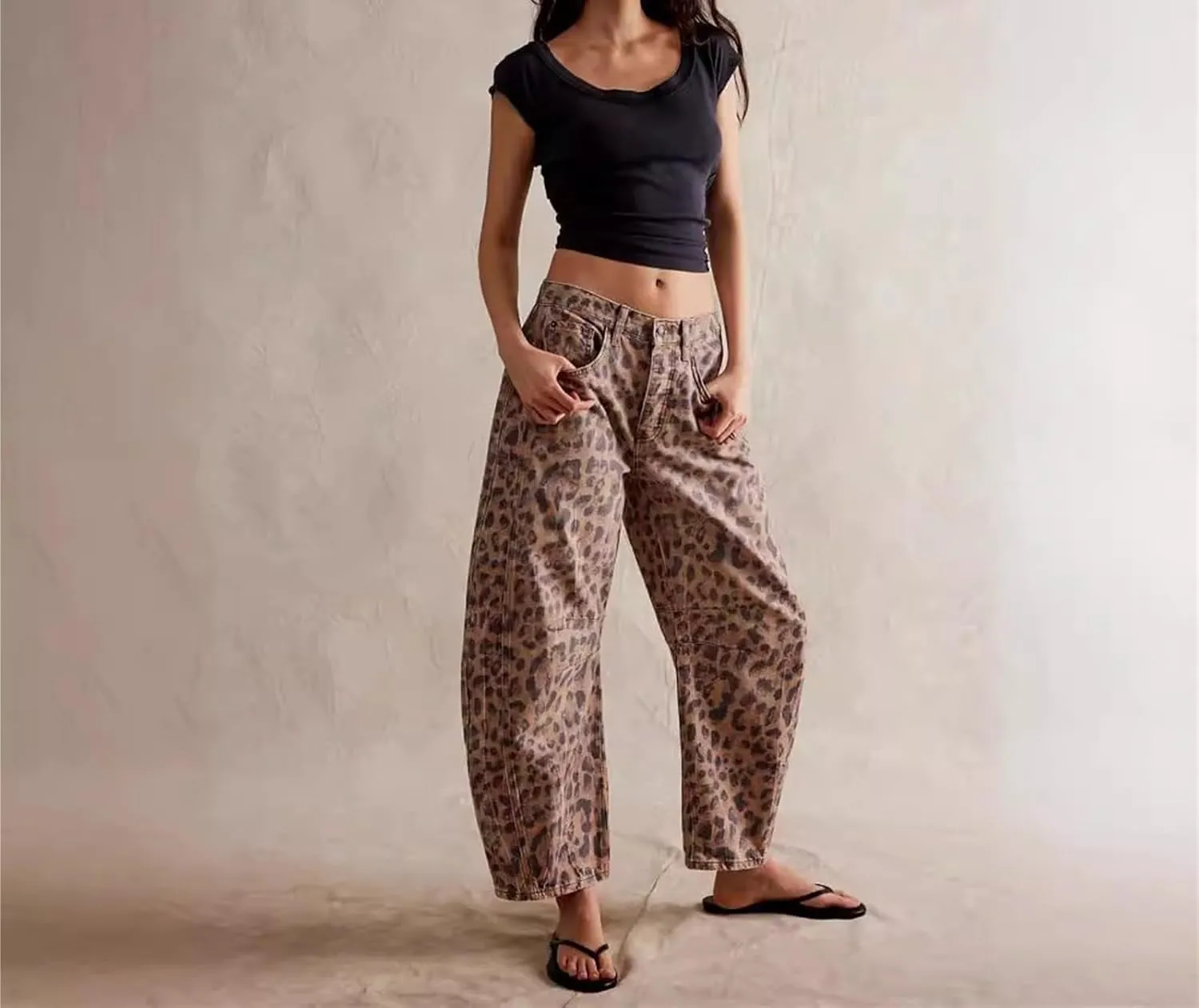 Women Casual Wide Leg Baggy Denim Pants Mid Waist Boyfriend Loose Jeans Barrel Jeans Women with Pockets