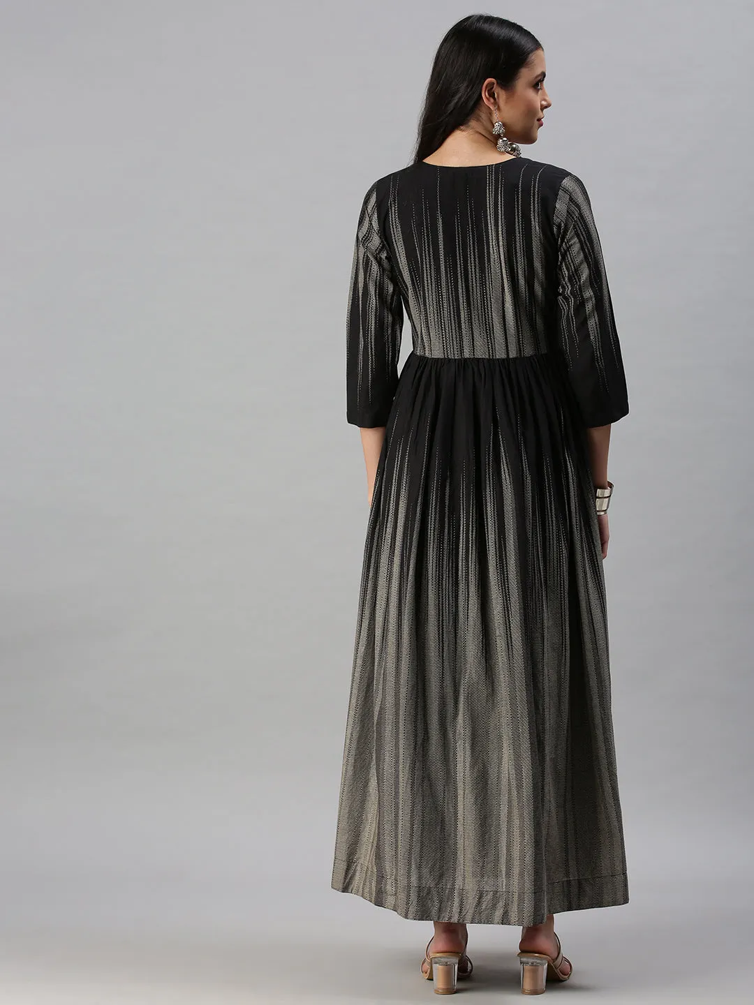 Women Grey Ethnic Motifs Embroidered Anarkali Kurta