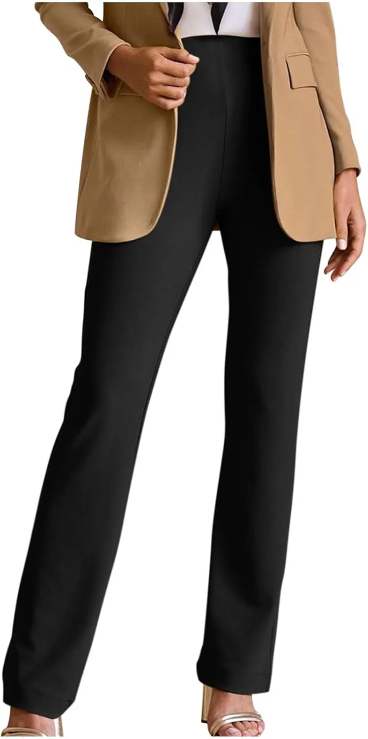 Women High Waist Pull-On Dress Pants Tummy Control Yoga Legging Trousers Business Casual Office Suit Pants for Work