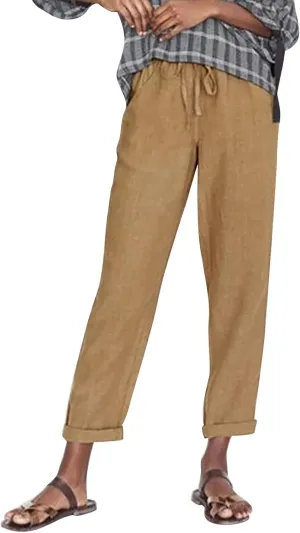 Women Linen Pants Drawstring High Waisted Lounge Pants Summer Travel Beach Trousers with Pockets 2025