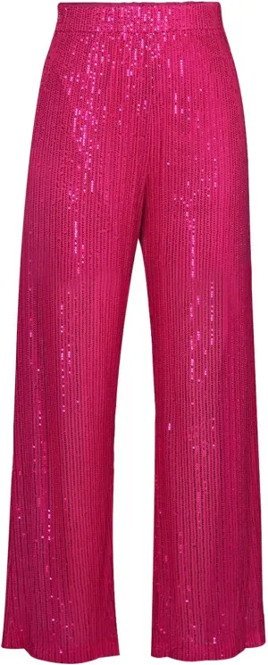 Women Sequins Wide Leg Pants High Waist Sparkle Glitter Trousers Bling Glitter Elastic Loose Flare Bell Bottom Shiny Pants