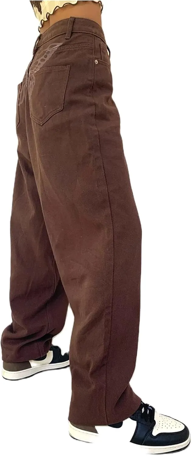 Women Wide Leg Jeans Baggy High Waist Denim Jeans Boyfriend Loose Vintage Straight Trousers Cargo Pants Streetwear