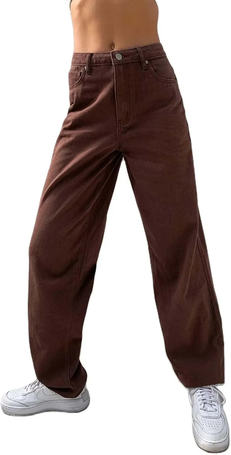 Women Wide Leg Jeans Baggy High Waist Denim Jeans Boyfriend Loose Vintage Straight Trousers Cargo Pants Streetwear