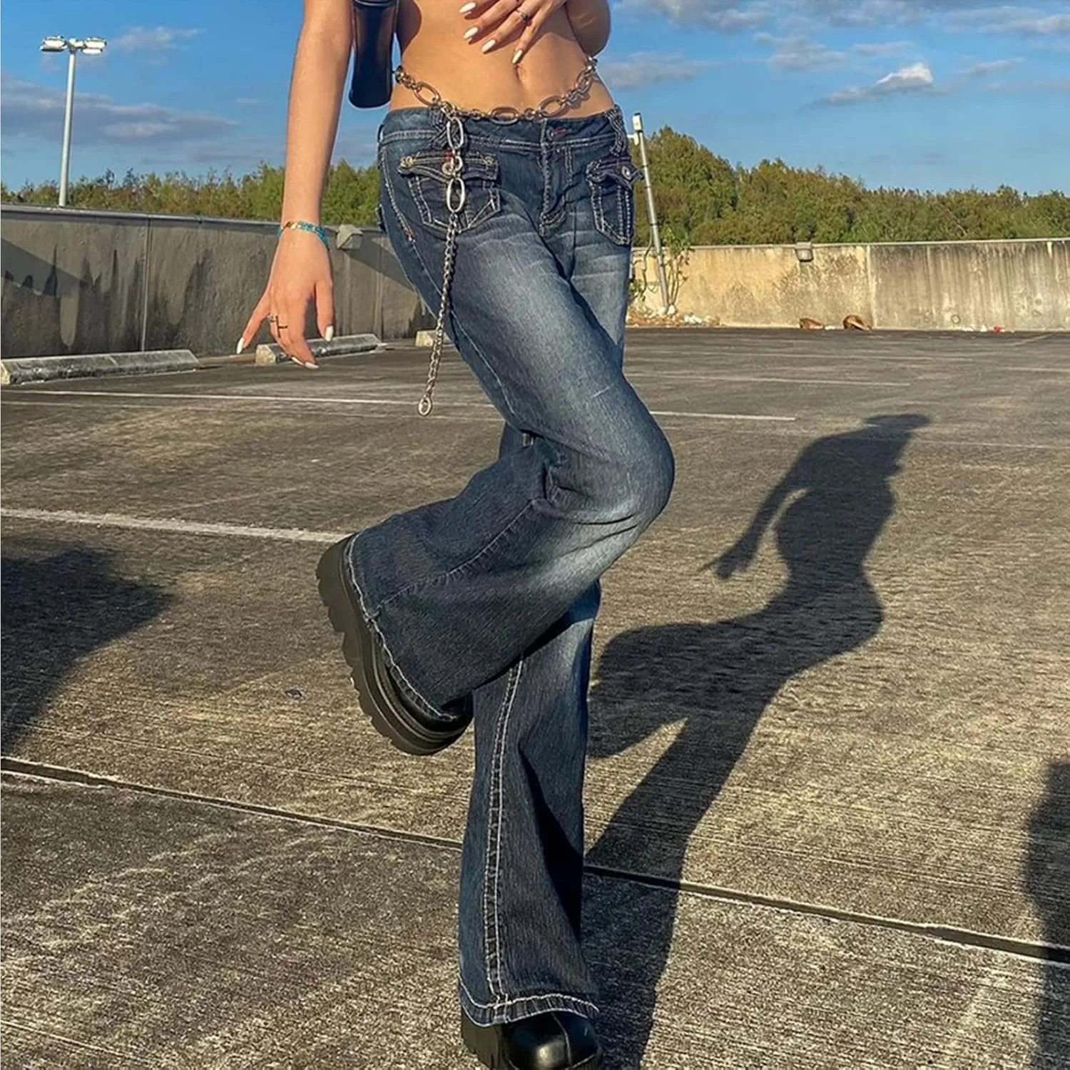 Women Wide Leg Jeans Baggy High Waist Denim Jeans Boyfriend Loose Vintage Straight Trousers Cargo Pants Streetwear