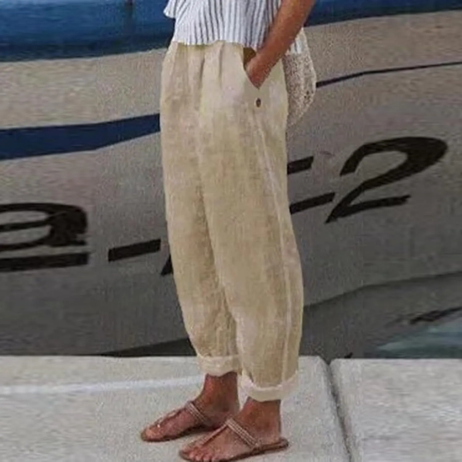 Women's Casual Wide Leg Palazzo Pants High Waist Loose Casual Pants Long Straight Drawstring Pants Trousers