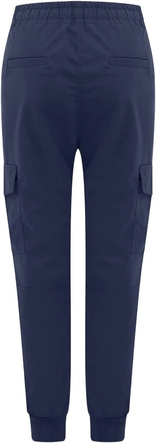 Womens Jogger Cargo Pants With Pockets Plus Size Casual Drawstring Elastic Waist Trousers Solid Loose Parachute Pants