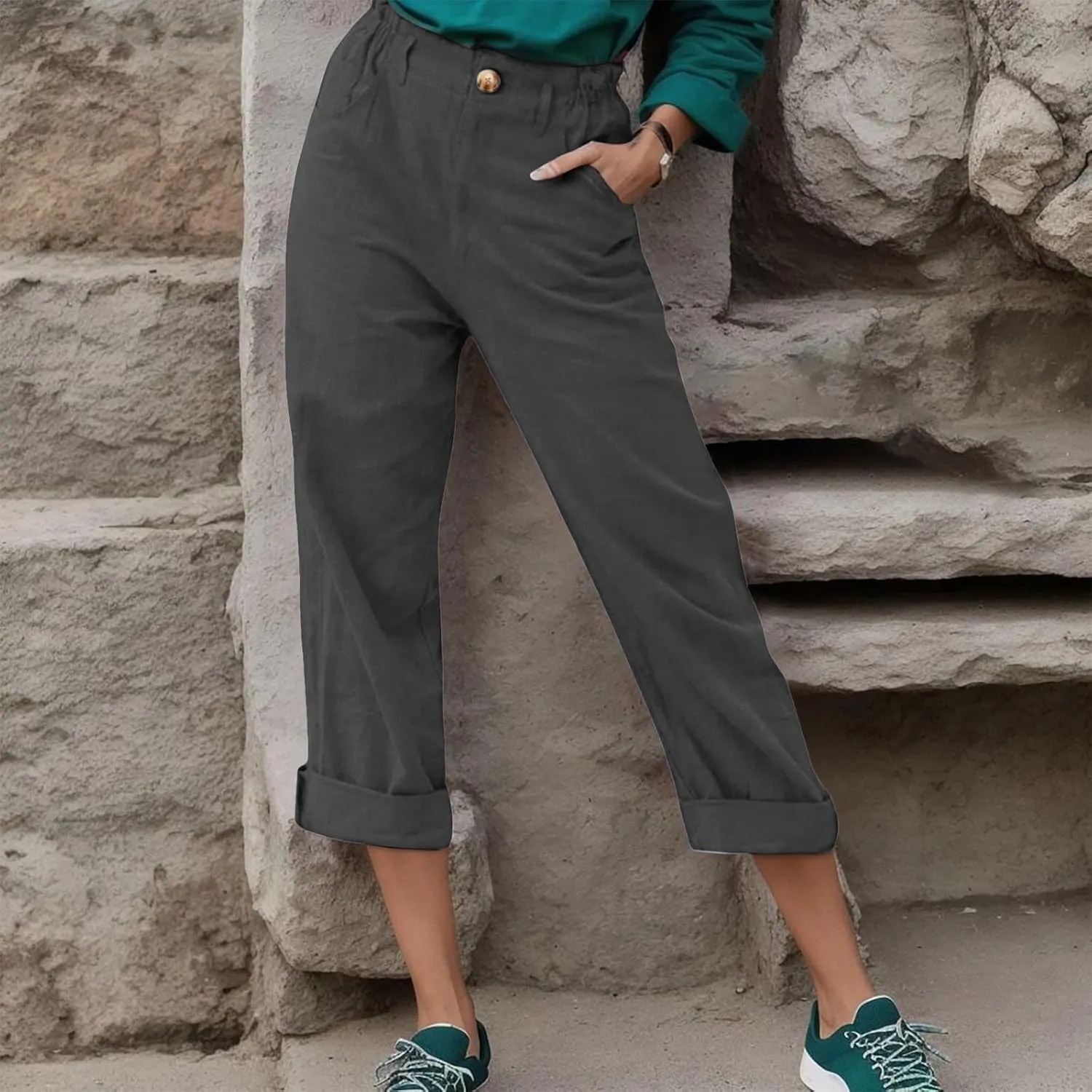 Womens Linen Blend Summer Palazzo Palazzo Lounge Pants Low Waist Straight Loose Fit Palazzo Pants Beach