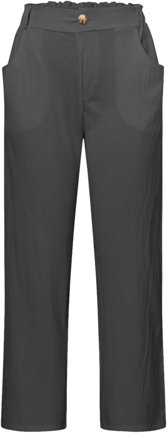 Womens Linen Blend Summer Palazzo Palazzo Lounge Pants Low Waist Straight Loose Fit Palazzo Pants Beach
