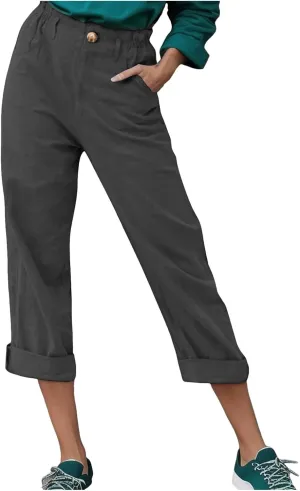 Womens Linen Blend Summer Palazzo Palazzo Lounge Pants Low Waist Straight Loose Fit Palazzo Pants Beach
