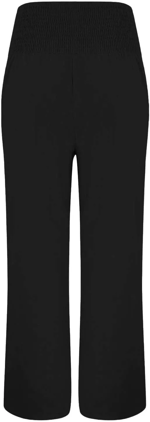 Womens Linen Summer Casual Flowy Pant Trousers High Waist Long Lounge Loose Fit Palazzo Lounge Pants Office
