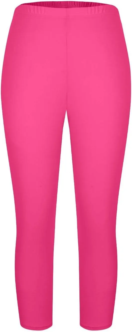 Womens Plus Size Capri Leggings Elastic High Waist Yoga Cropped Pants Tummy Control Oversized Capris Ladies Outfits