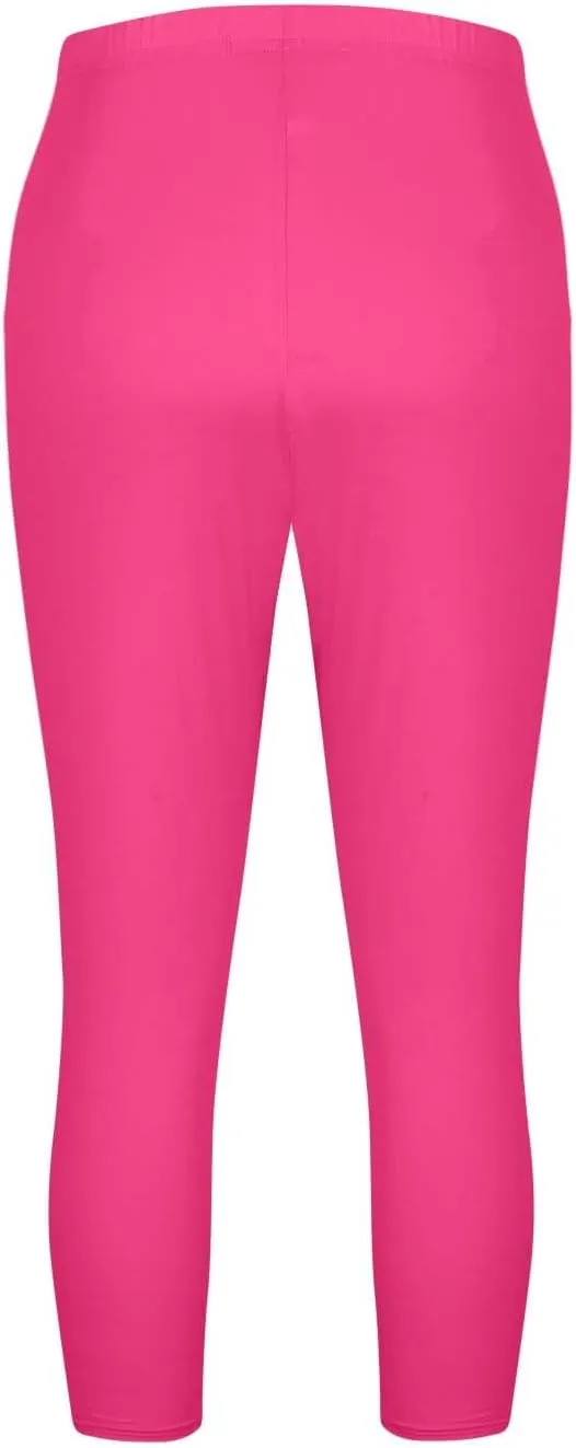 Womens Plus Size Capri Leggings Elastic High Waist Yoga Cropped Pants Tummy Control Oversized Capris Ladies Outfits