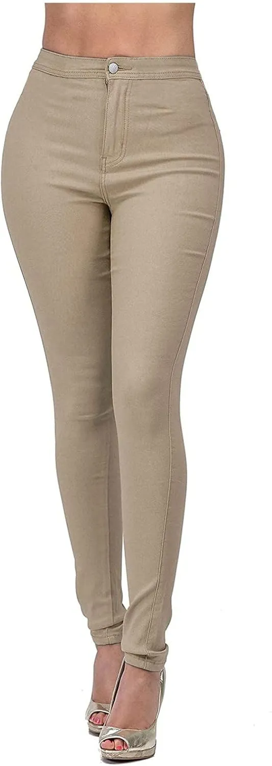 Womens Skinny Denim Jeans High Waisted Stretchy Plus Size Jeans Leggings Straight Leg Small Feet Slim Casual Trousers