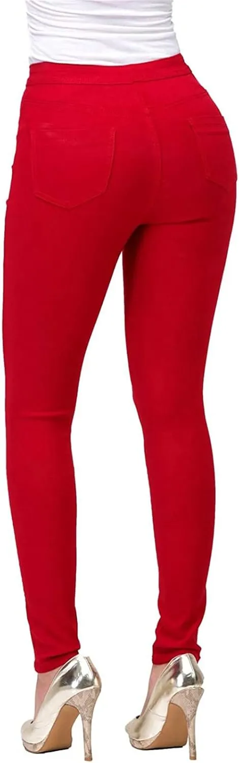 Womens Skinny Denim Jeans High Waisted Stretchy Plus Size Jeans Leggings Straight Leg Small Feet Slim Casual Trousers