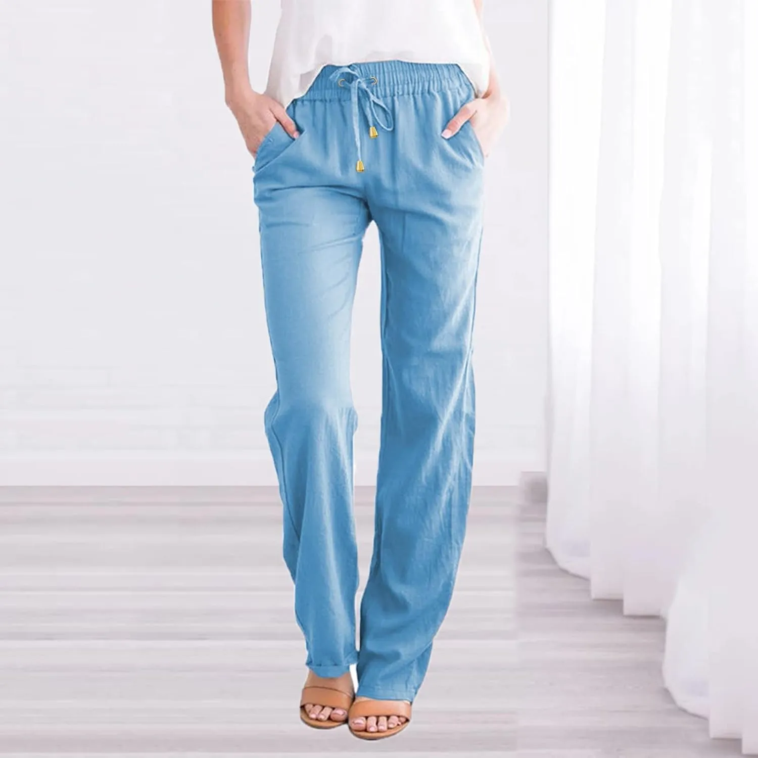 Women's Straight Leg Pants Winter flexie Hiking Thermal with Pockets Wide Leg Straight Leg